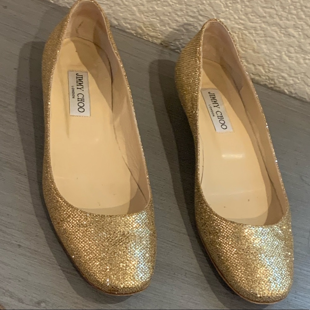 Jimmy Choo Finlay Glitter Gold Flat